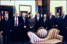 Secretary Pablos poses with the Swedish delegation. 