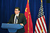 Secretary Pablos speaks to reporters during a press conference in Shanghai.