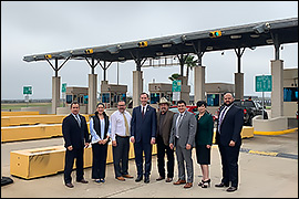 Secretary Whitley standing at the Anzalduas International Bridge along with other officials