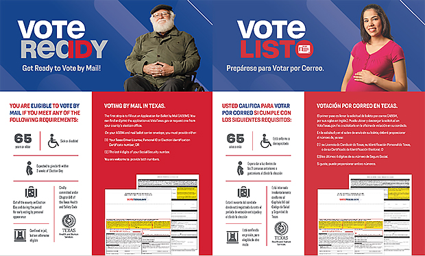 VoteReady promotional peace talks about ID requirements for voting by mail.
